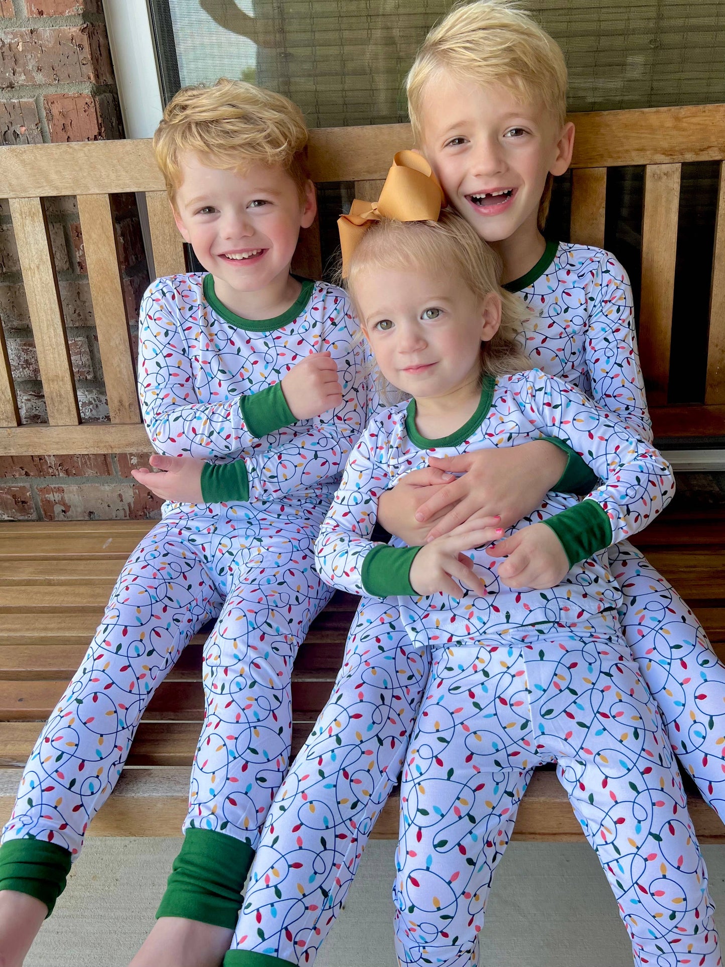 Christmas lights, christmas pajamas, christmas pjs, family