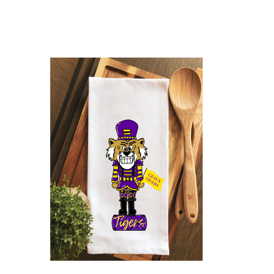 LSU GEAUX TIGERS Gameday Nutcracker Tea Towel