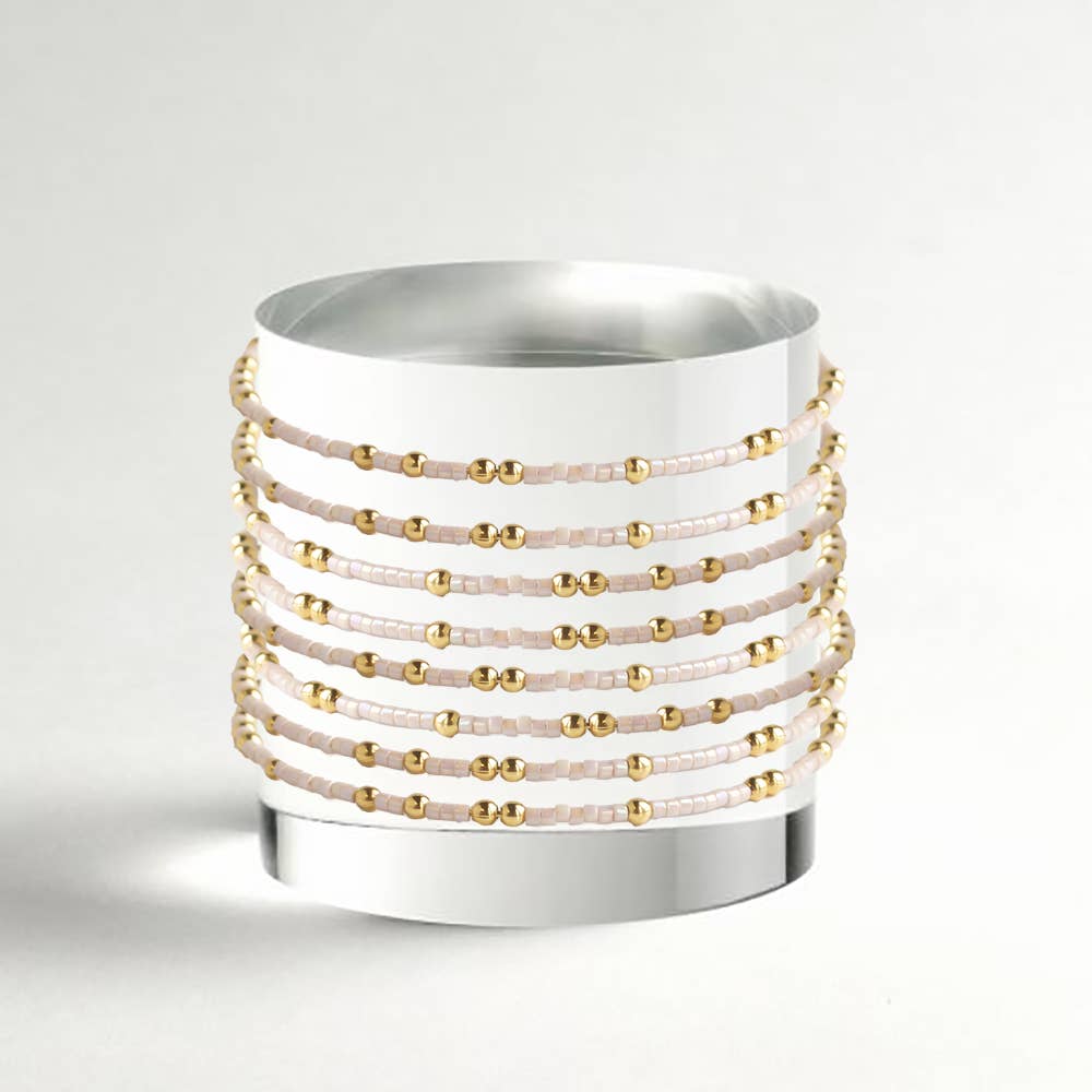 Confetti Beaded Bangle-Champagne, Delicate Stacking Bracelet