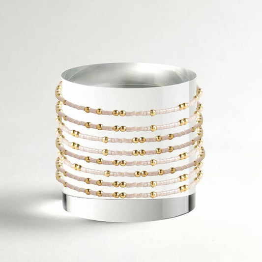 Confetti Beaded Bangle-Champagne, Delicate Stacking Bracelet