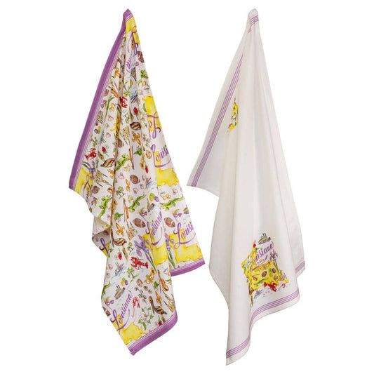 LA Louisiana State Collection 28" Cotton Tea Towels Set Of 2