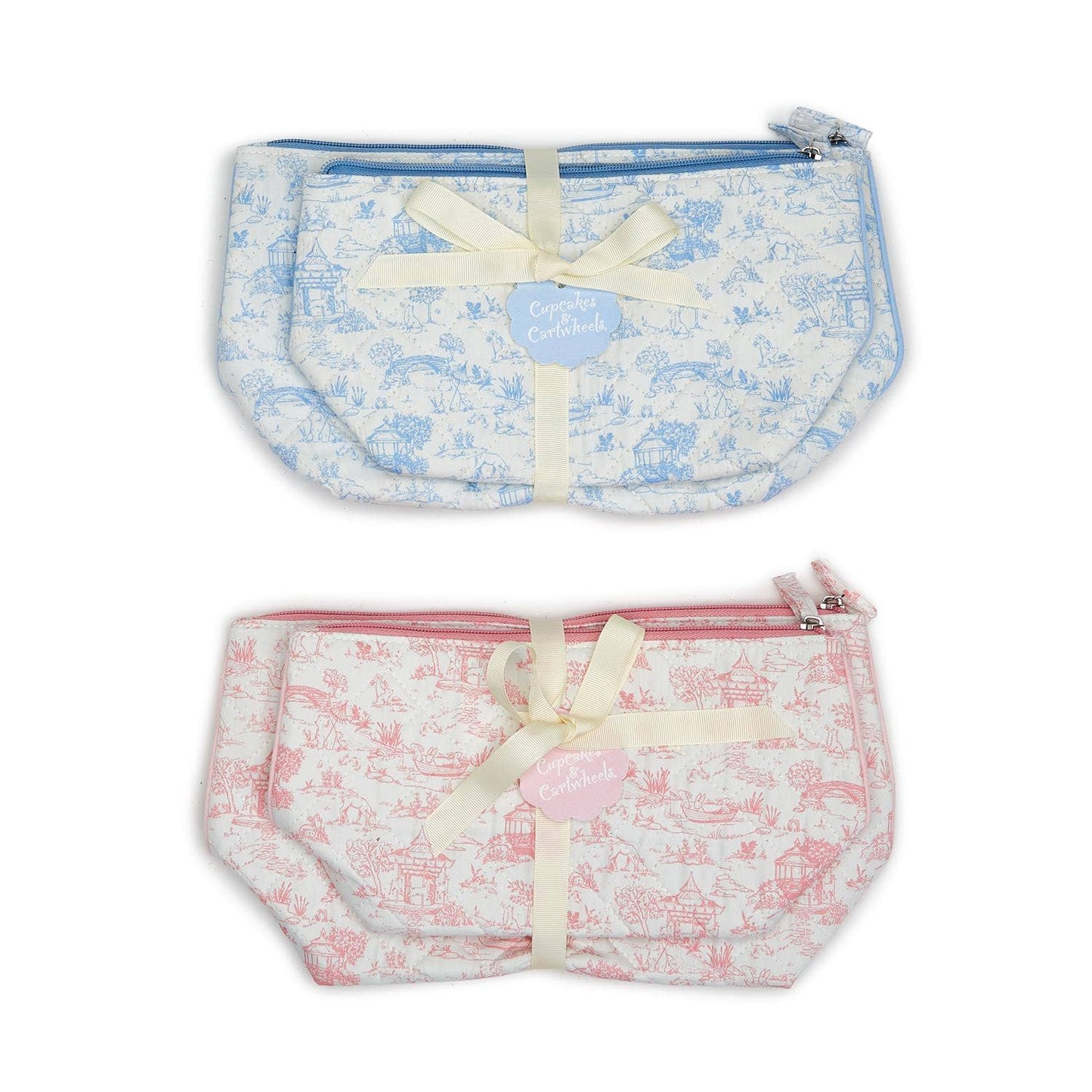 Animal Toile Set of 2 Pouches in 2 Sizes Asst 2 Colors