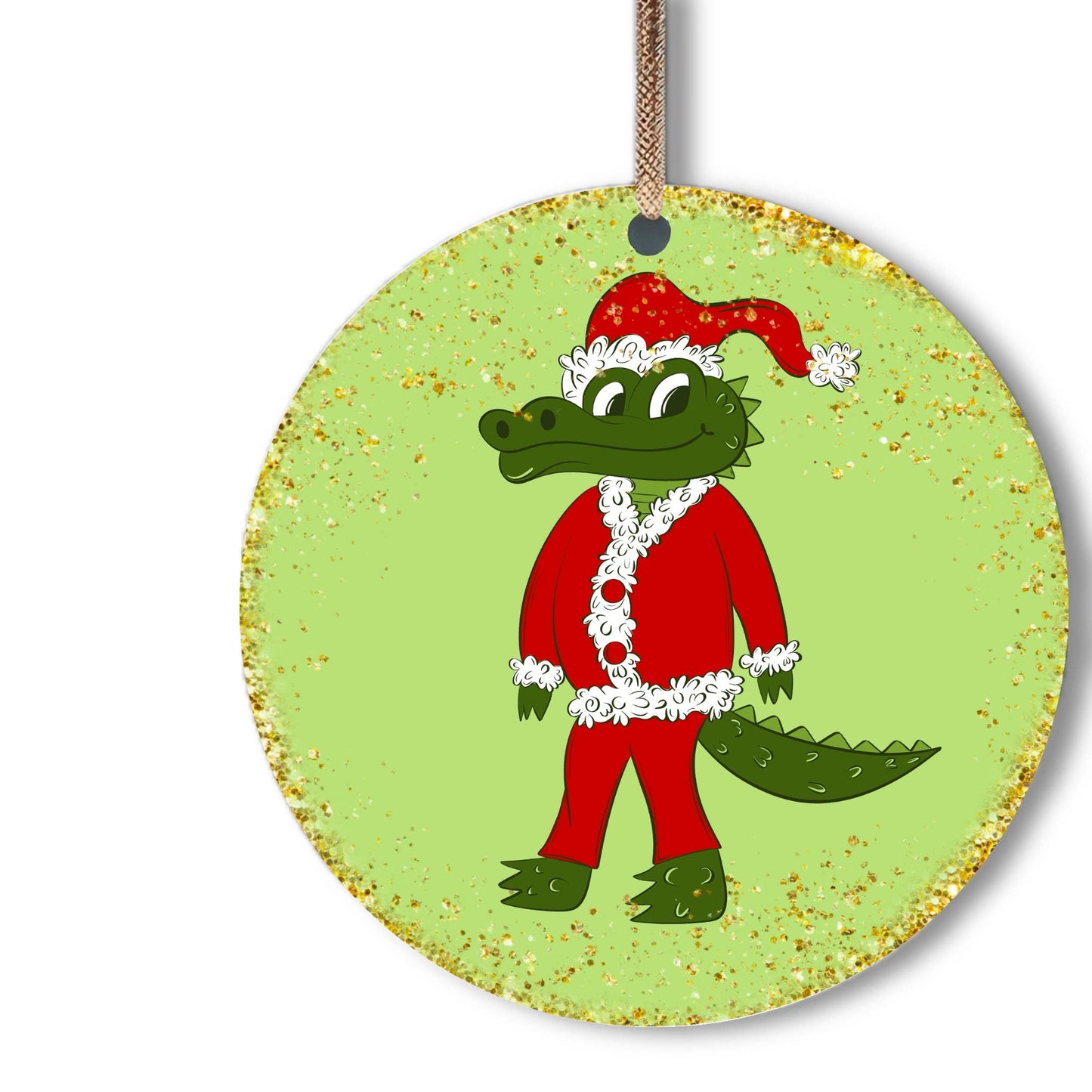 Christmas alligator Santa ornaments 
