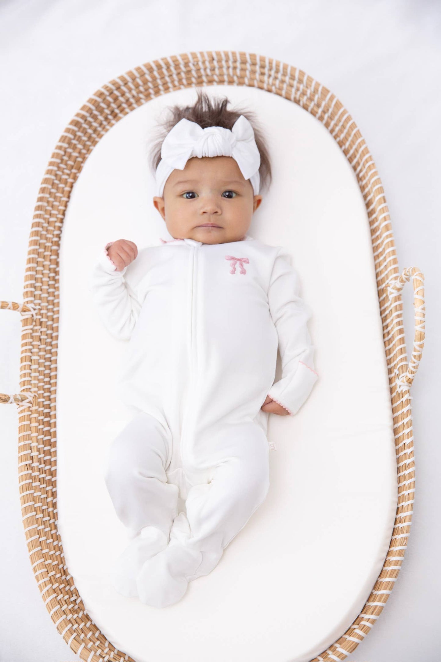Bow - Pip Embroidered  Zip Romper