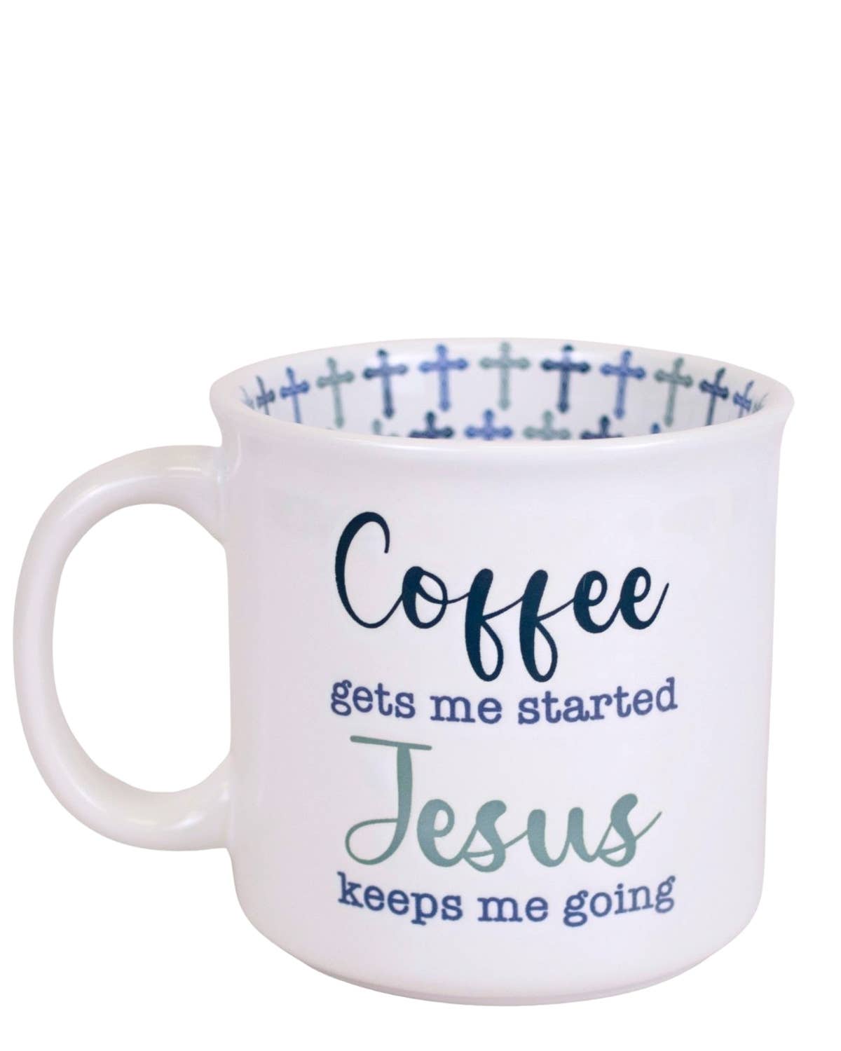 Coffee & Jesus Mug   White/Blue   14oz