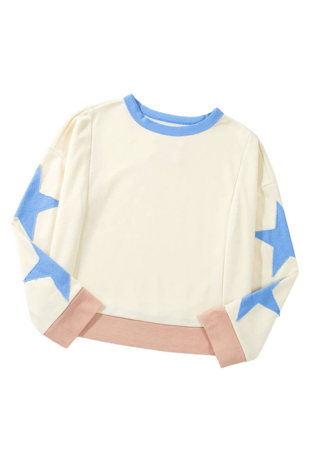 Women Star Exposed Seam Long Sleeved Loose Sweatshirt | S-XL
