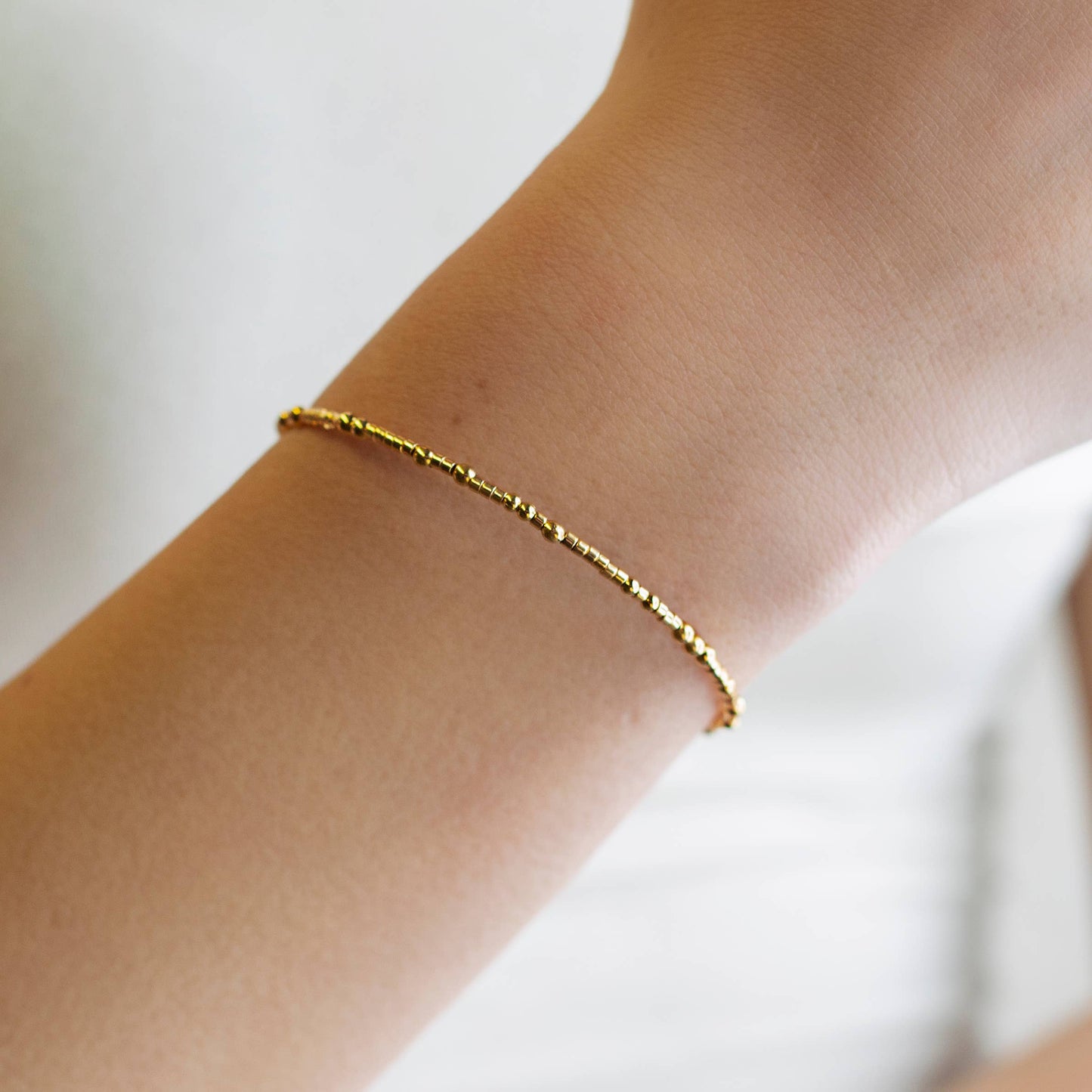Confetti Beaded Bangle-Gold, Delicate Stacking Bracelets