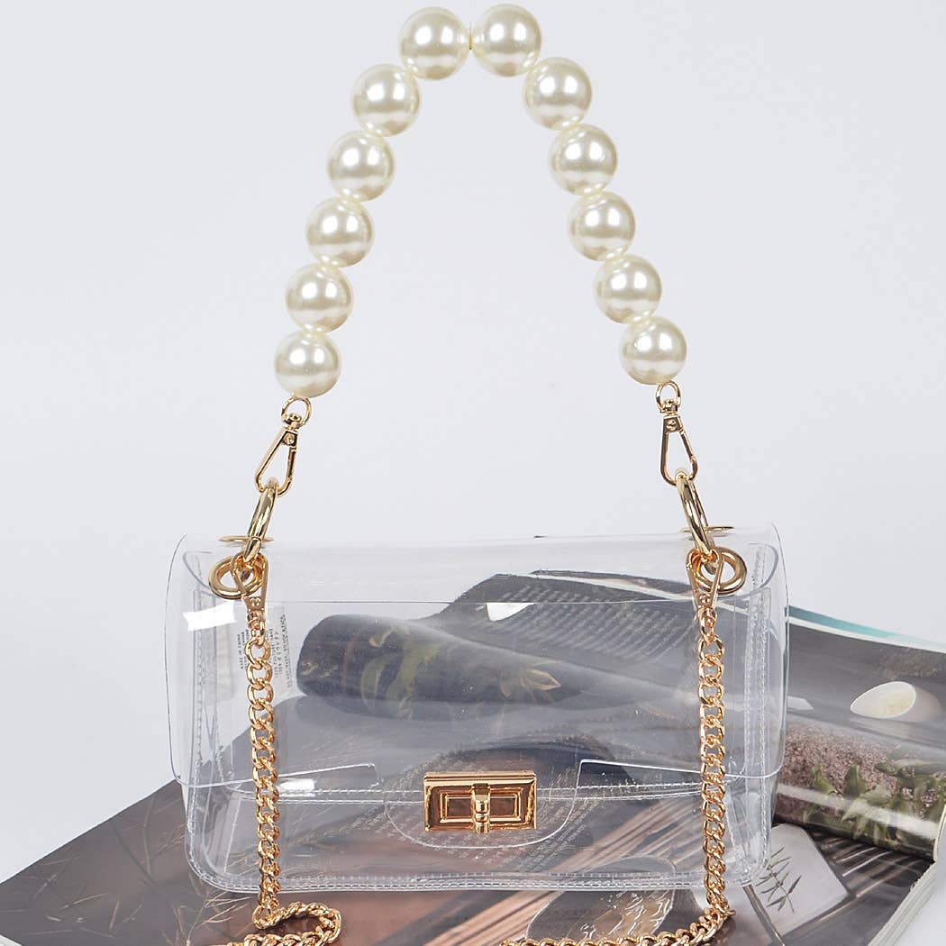 Transparent Cross body Bag W/ Clear Chain