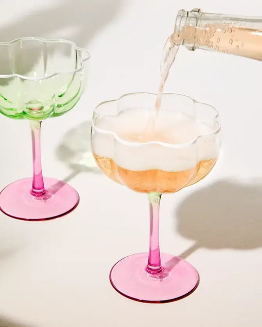 Coupe Glass Set, Jade Lime/Pink Muse Ombre