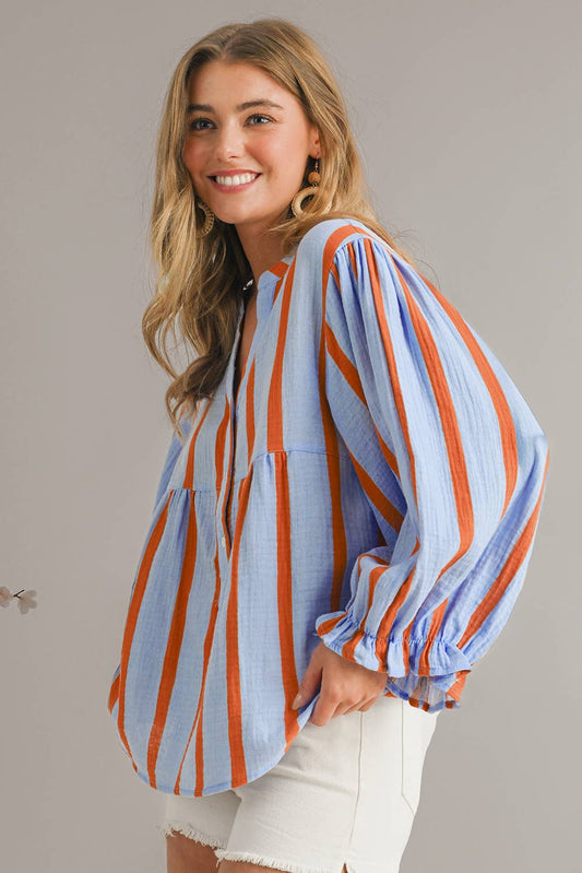 Textured Stripe Buttoned Front 100%Cotton Shirt | S-XL