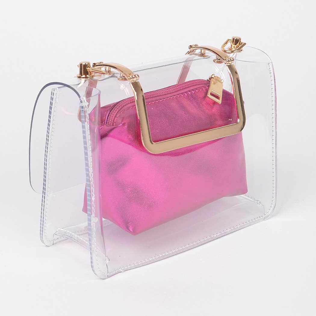 Metal Handle Clear Bag W/Pouch