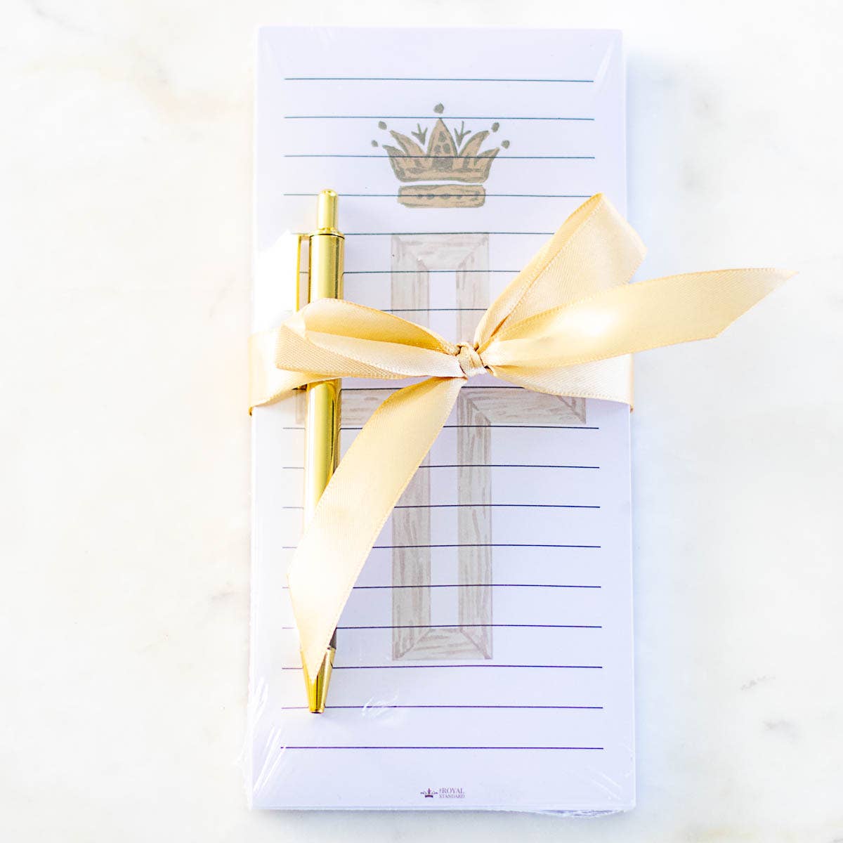 Royal Crown Notepad Gift Set   White/Gold   4x8.5