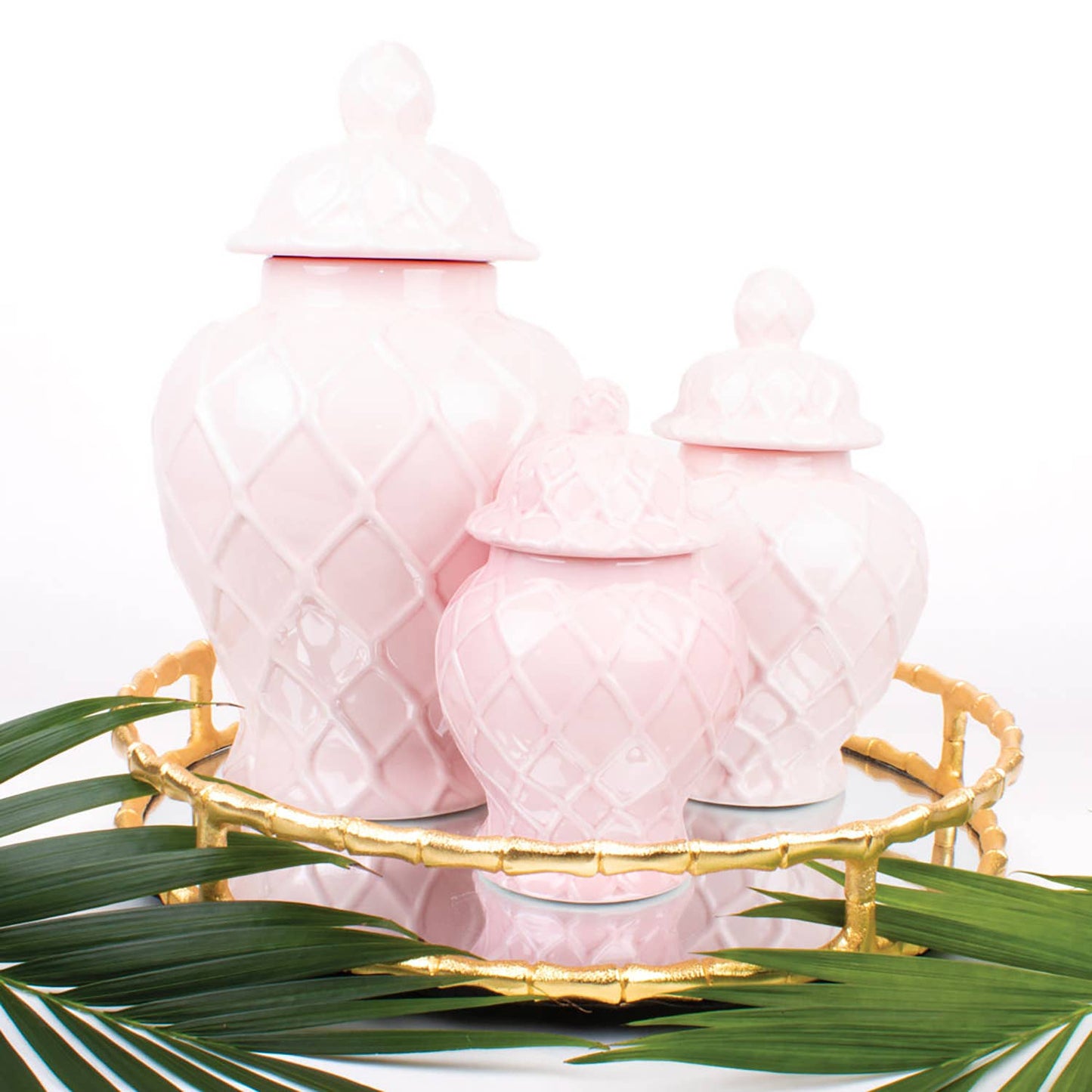 Gold Bamboo Round Mirrored Tray