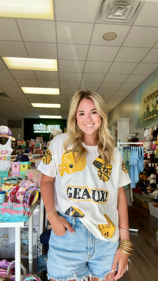 Black/Gold Let's Geaux Sequin Shirt