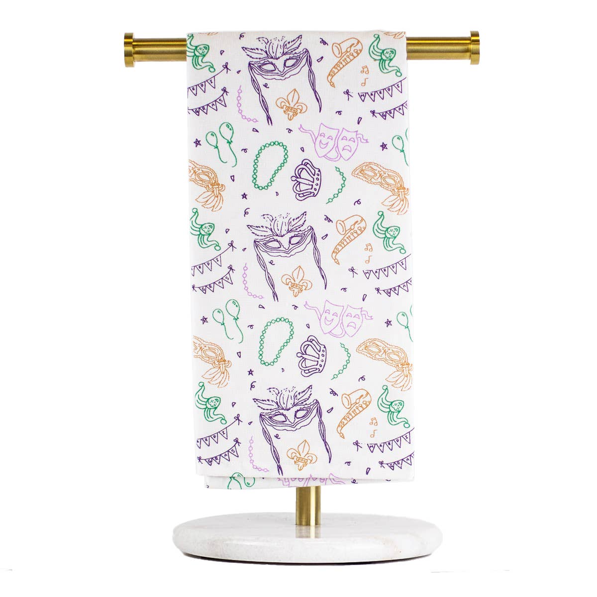 Royal Parade Hand Towel   White/Purple/Green/Gold   20x28