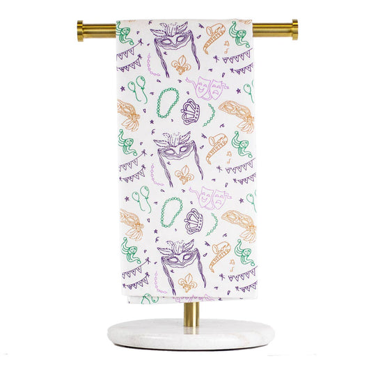 Royal Parade Hand Towel   White/Purple/Green/Gold   20x28