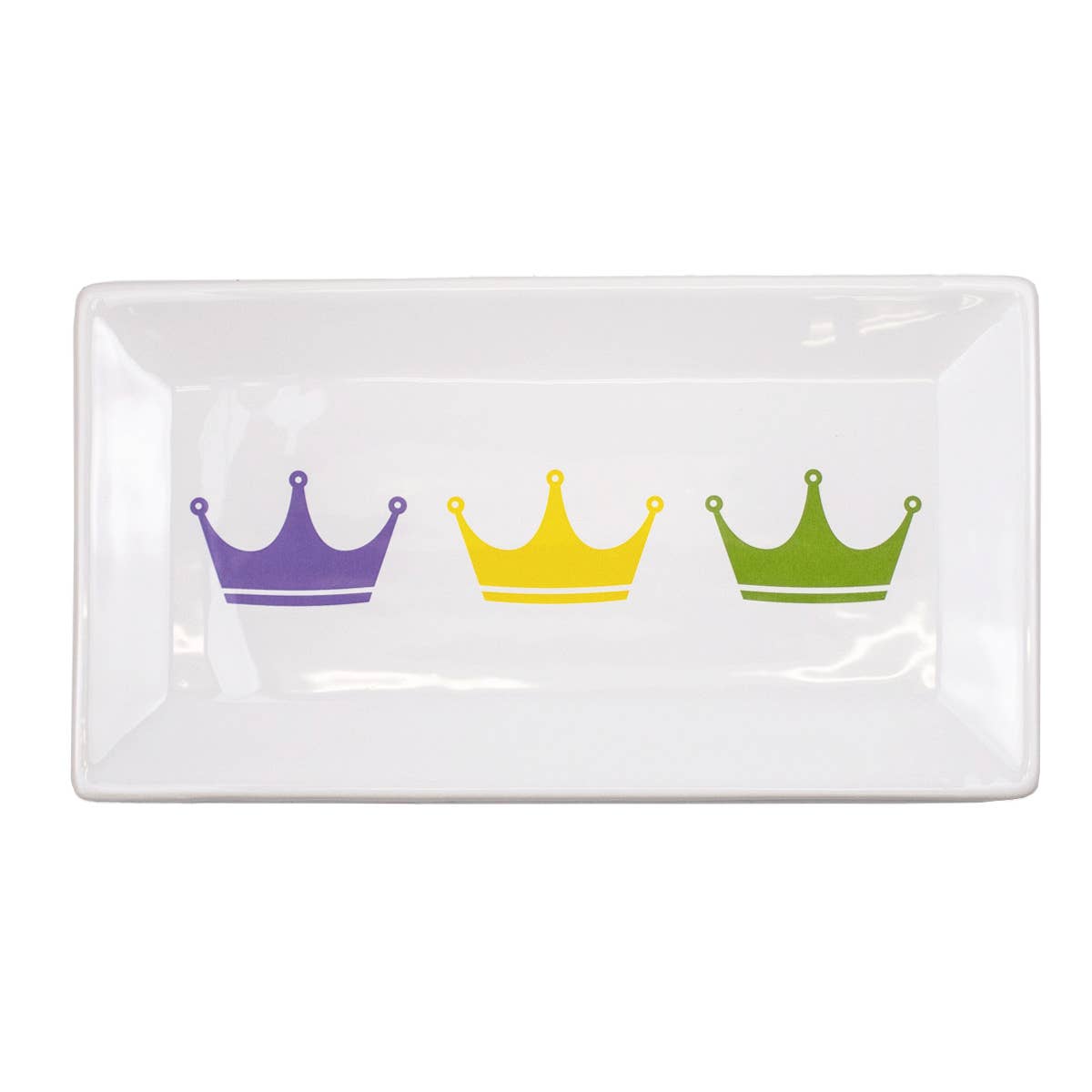 Victoria Crown Rectangle Platter   White/Purple/Yellow/Green   12x6.5