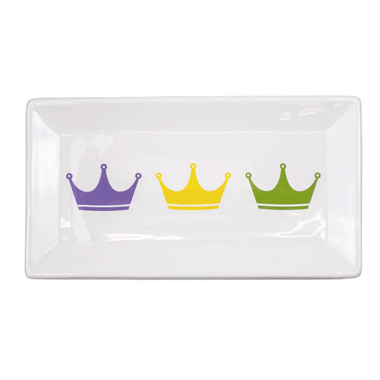 Victoria Crown Rectangle Platter   White/Purple/Yellow/Green   12x6.5