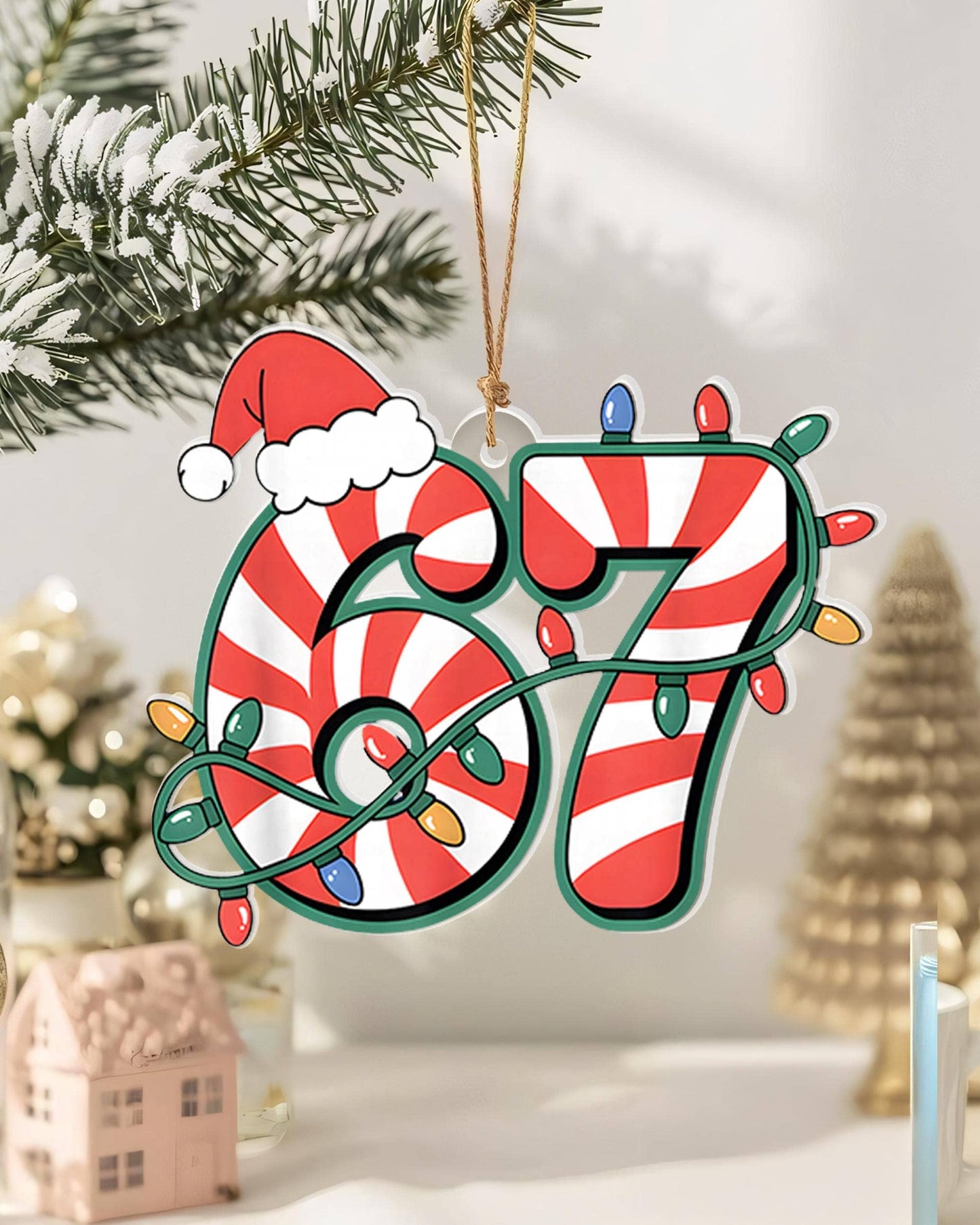 Six Seven Acrylic Ornament, Christmas Gift Gen Alpha Humor