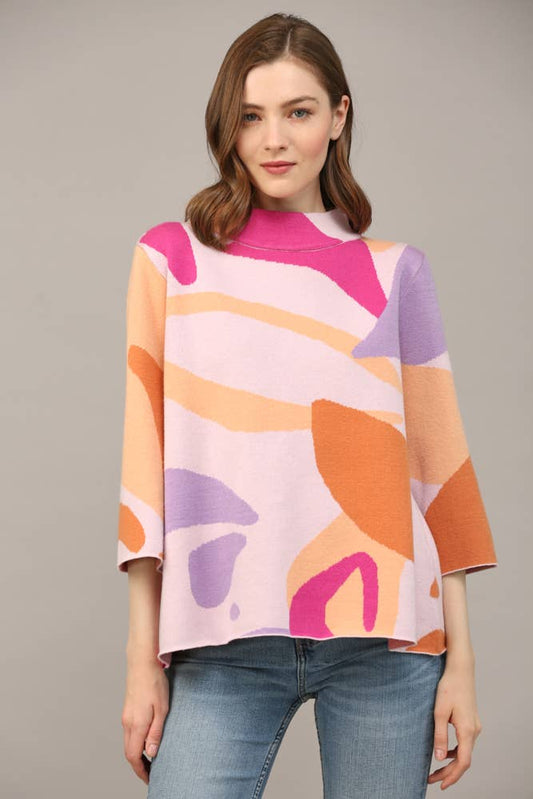 ABSTRACT MOCK NECK SWEATER FW12062