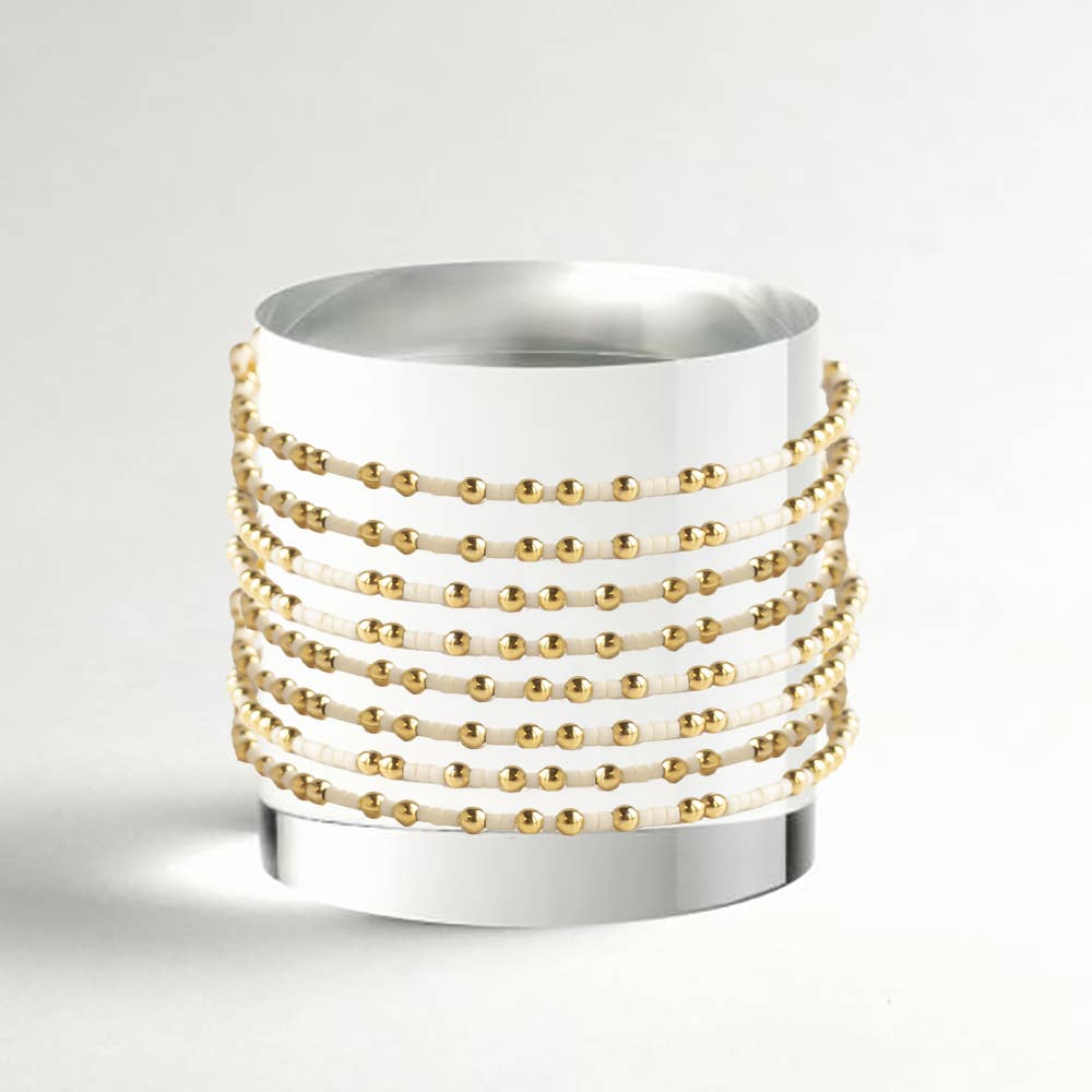 Confetti Beaded Bangle-Ivory, Delicate Stacking Bracelets