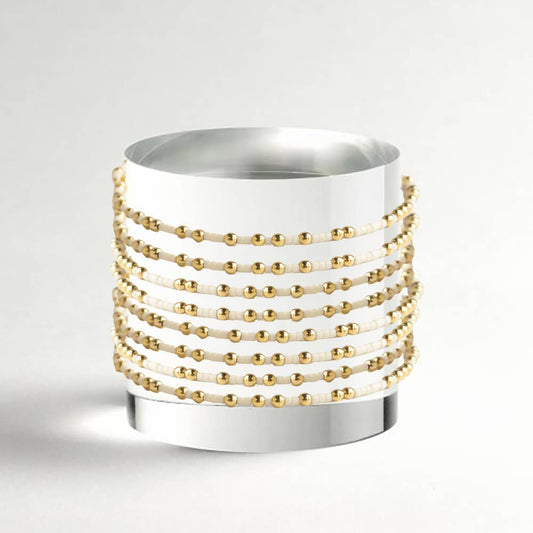 Confetti Beaded Bangle-Ivory, Delicate Stacking Bracelets