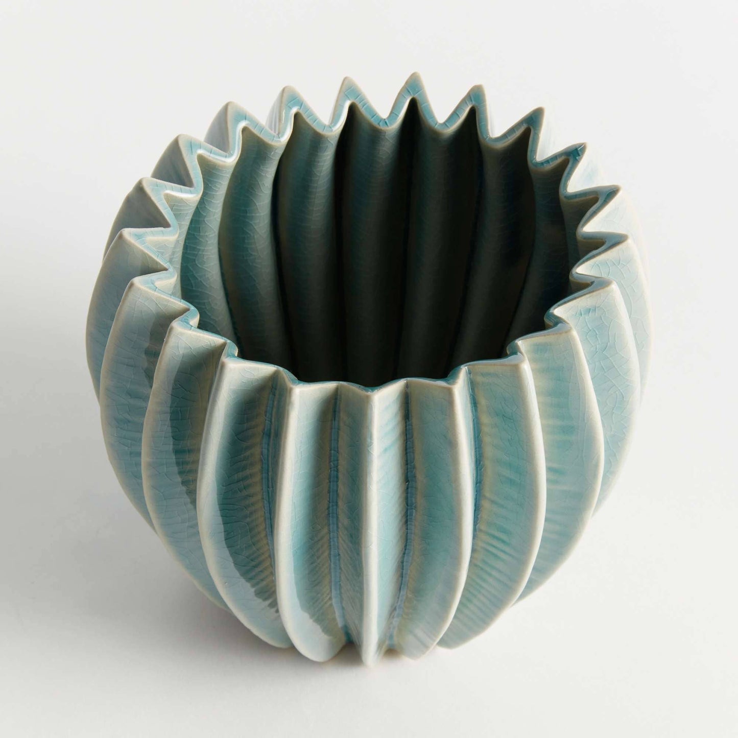 Nikko Pot Large - Blue Ceramic Cachepot with Drain Hole
