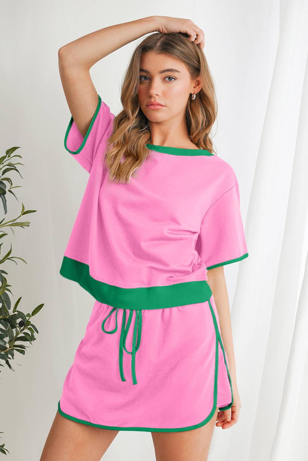 Colorblock Drop Shoulder T Shirt & Skirt Set | S-XL & 1X-4X
