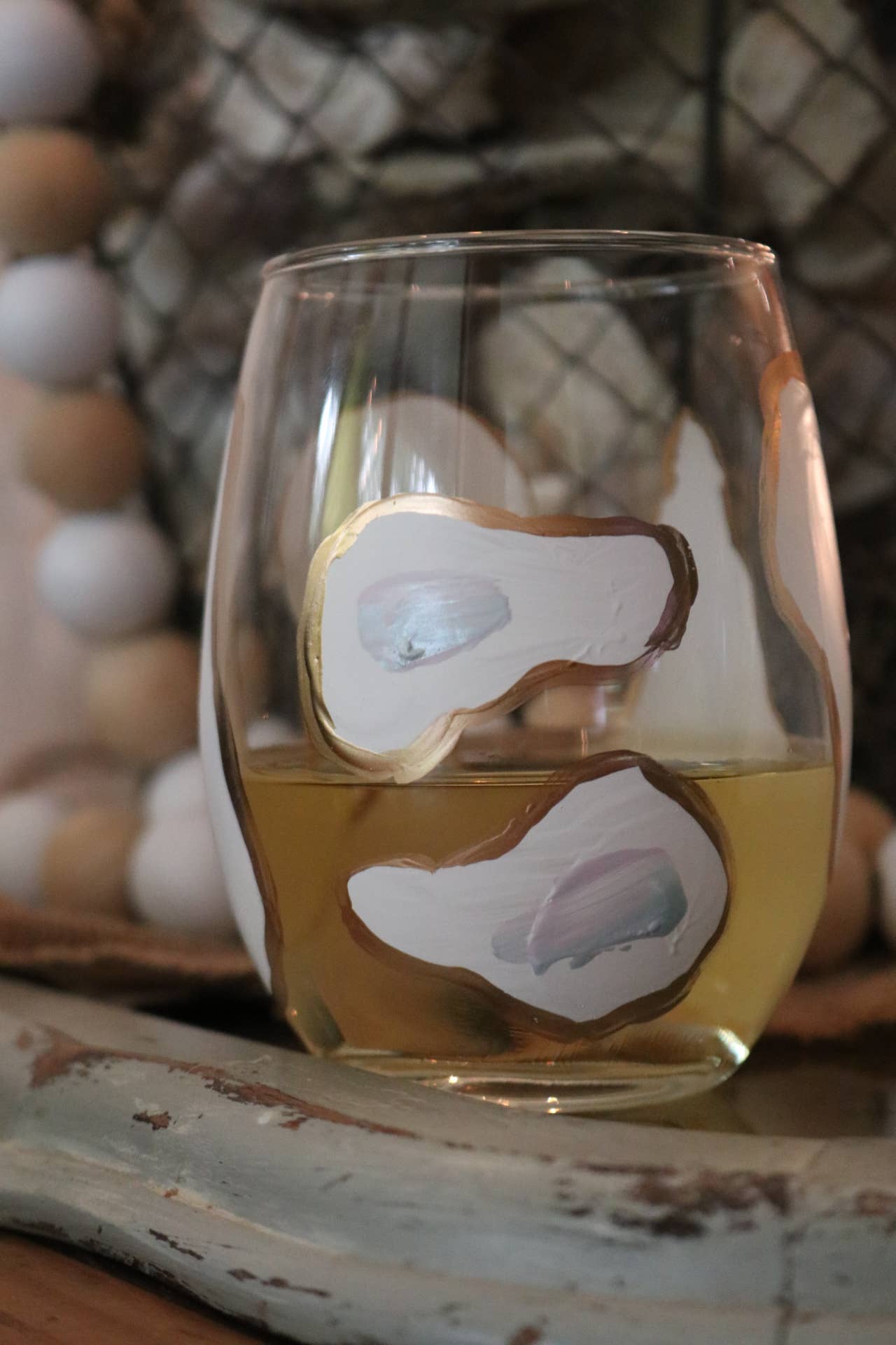 Stemless Oyster Confetti Glasses