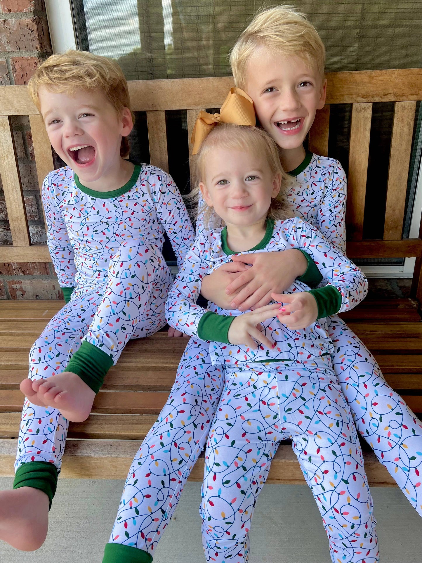 Christmas lights, christmas pajamas, christmas pjs, family