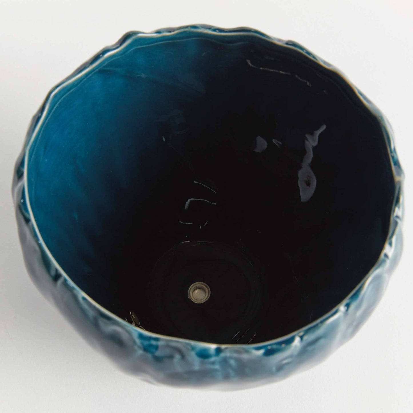 Evelyn Pot Large - Dark Blue Ceramic Cachepot w/ Drain Hole