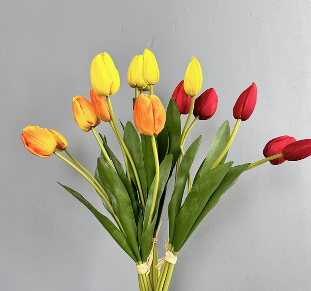 19''T Real Touch Tulips bunch, Faux Tulips Spring Flowers