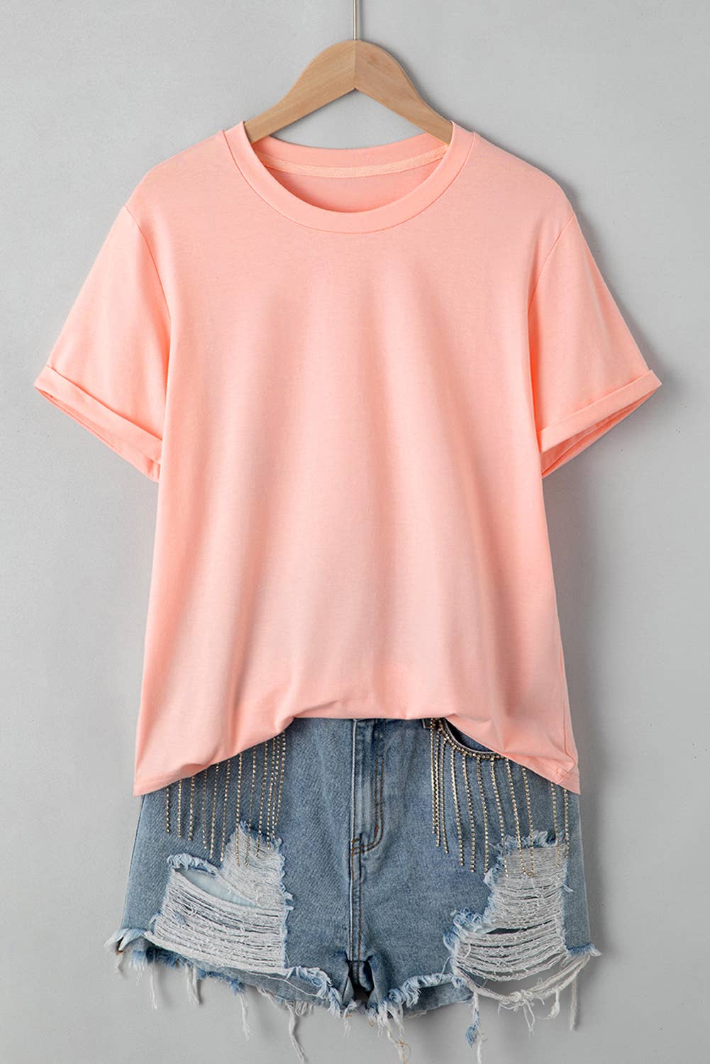 Multicolor Casual Plain Crew Neck Short Sleeve Tee | S-2XL