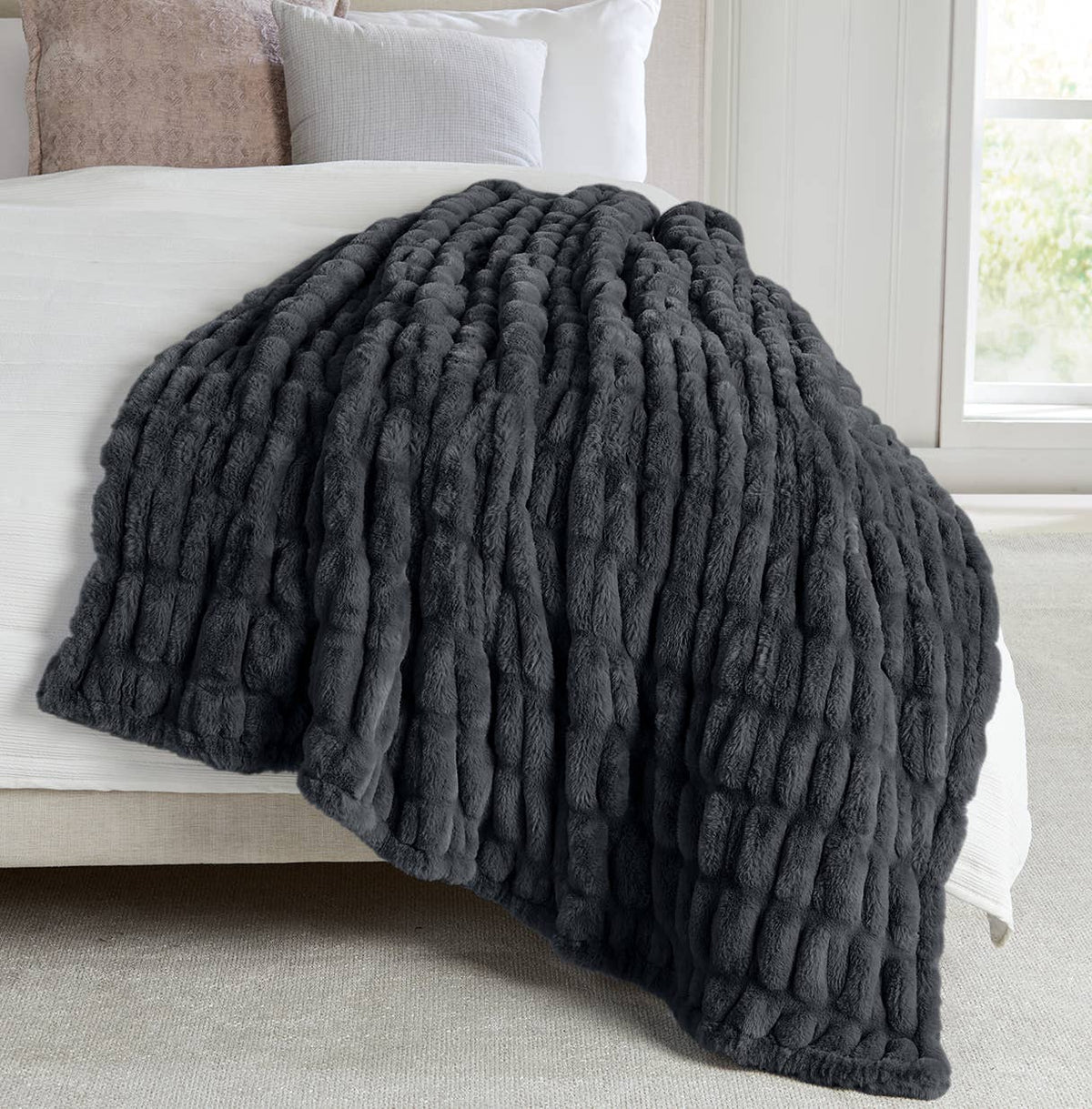 Luxury Heavyweight Ruched Throw Blankets 50" x 60"