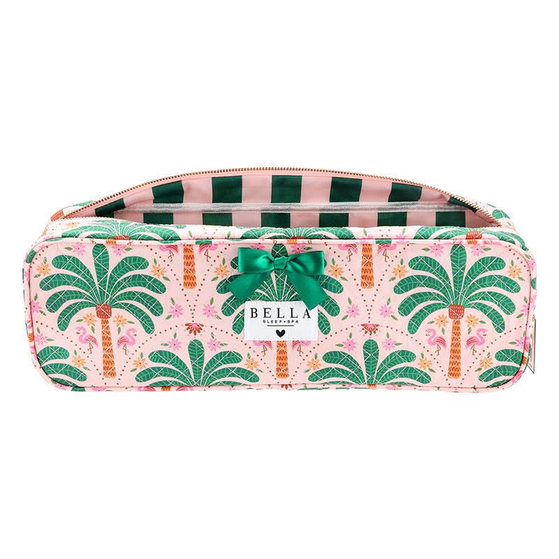 Quilted Hair Tool Bag - Pink + Palm Trees