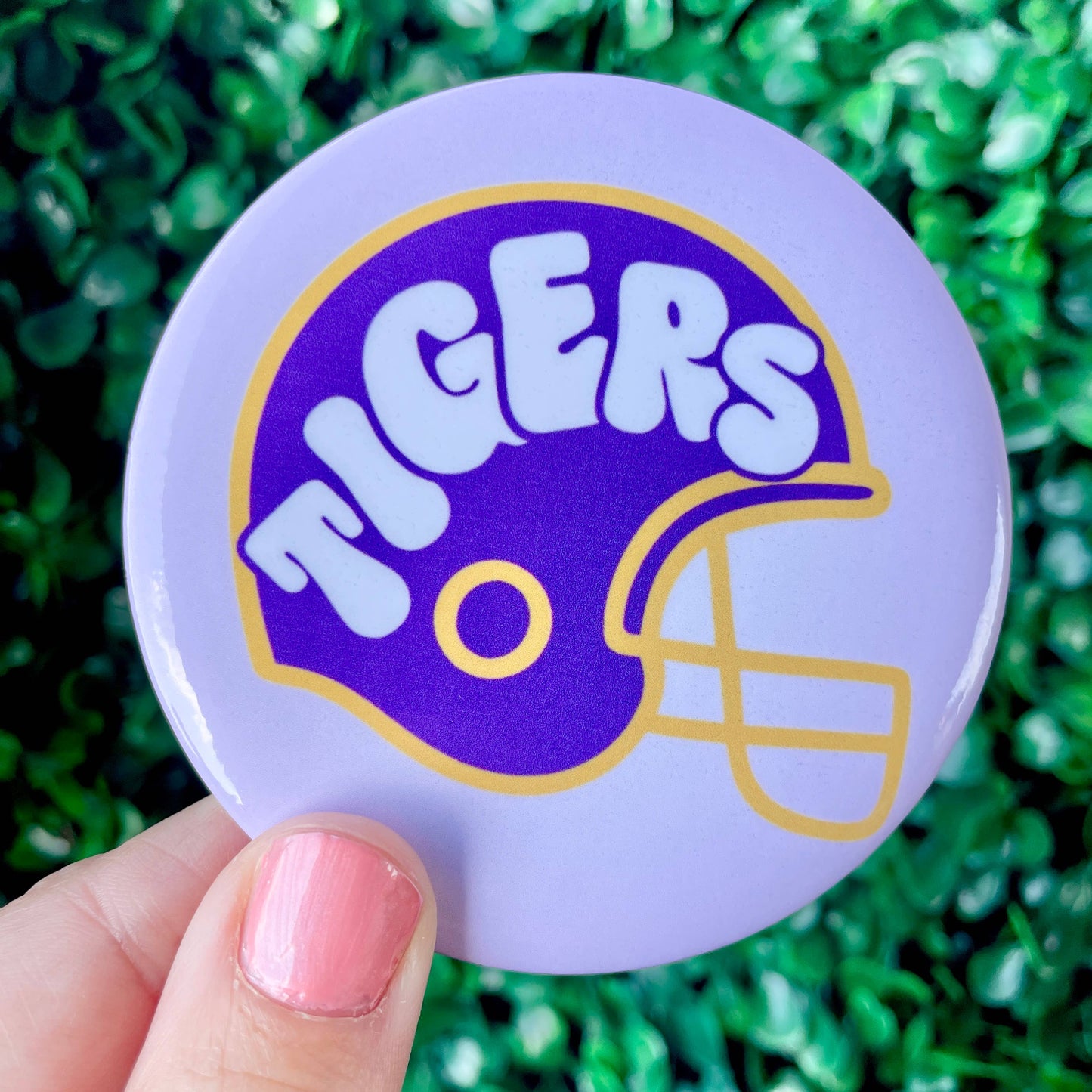 Helmet - Tigers - Purple & Yellow - Game Day Button