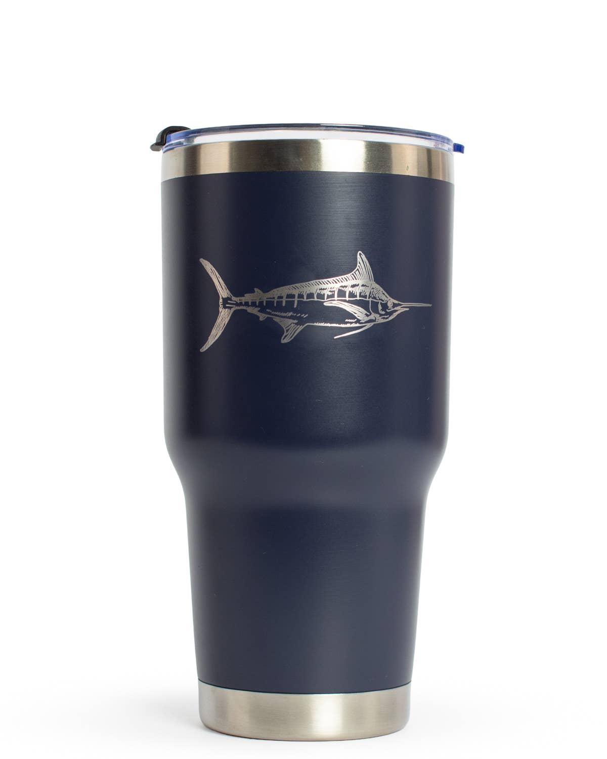 Marlin Etched Tumbler    Navy/Stainless   30oz
