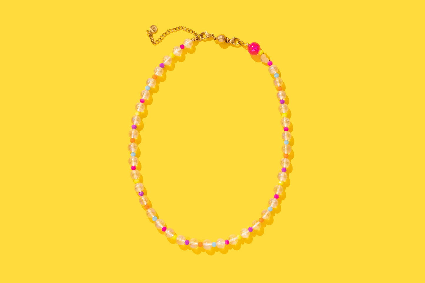 Beaded Necklace - Clear + Multi-Colored - Lanie
