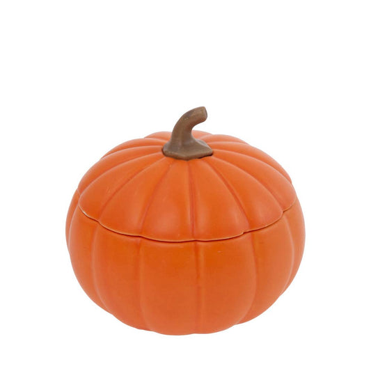 3.5" Dia. Lidded Orange Pumpkin Dish Fall Autumn Décor