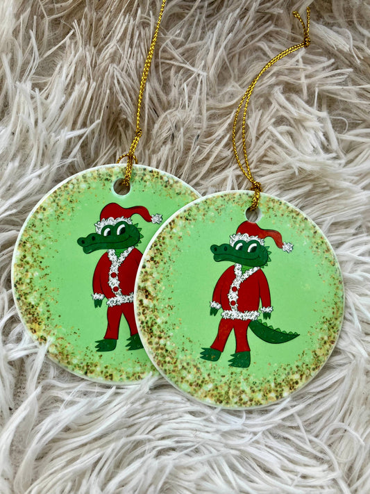 Christmas alligator Santa ornaments 