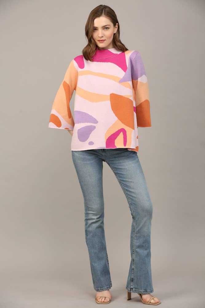 ABSTRACT MOCK NECK SWEATER FW12062