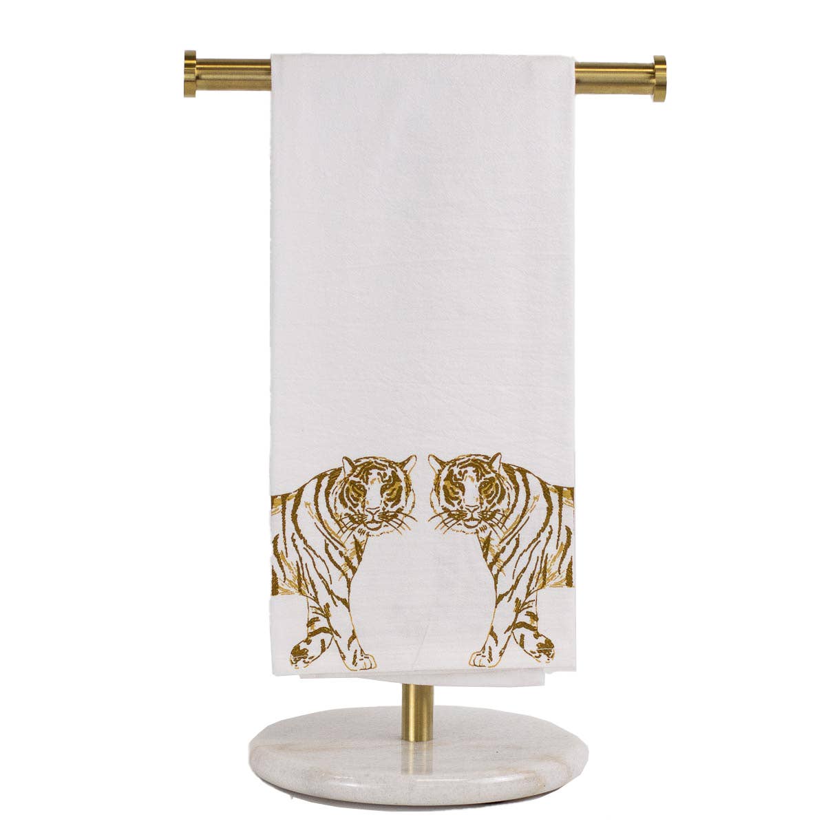 Tiger Walk Flour Sack Hand Towel   White/Gold   20x28