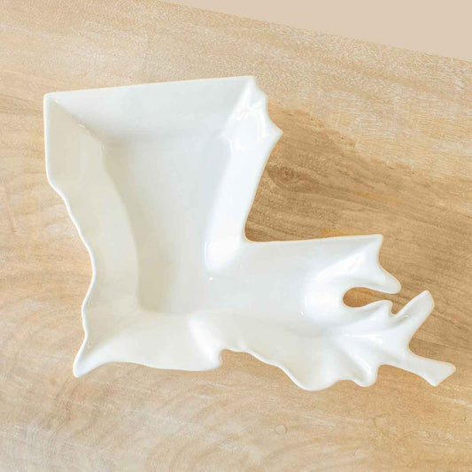 Louisiana Shaped Platter   White   16.5x13x2