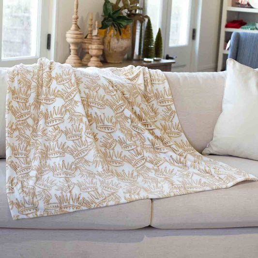 La Couronne Throw   White/Gold   50x60