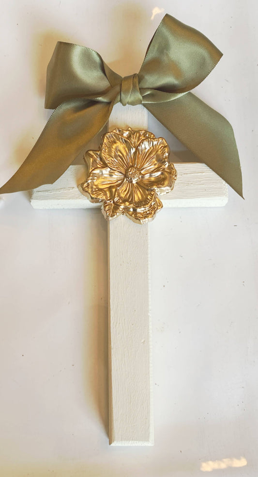 Gold Gilded Magnolia Cross