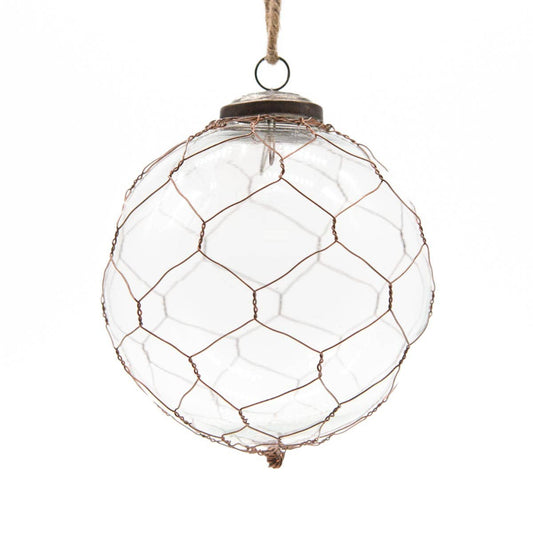 Wire Glass Ornament   Clear   4"