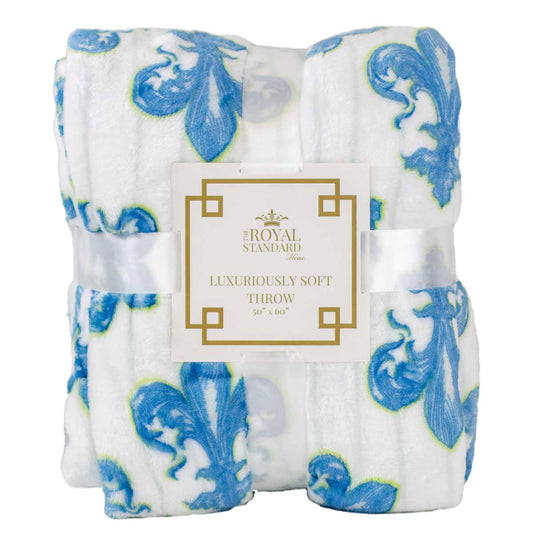 Fleur de Lis Throw   Blue/Sky   50x60